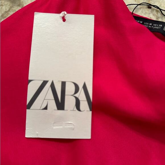 Zara Cropped Satin Tank Top Size Medium Pink - Picture 7 of 9